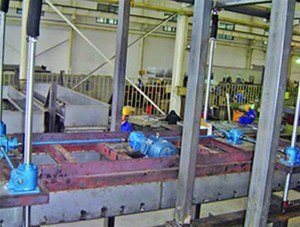 絲杆升(sheng)降機4台聯動(dong)使用現場